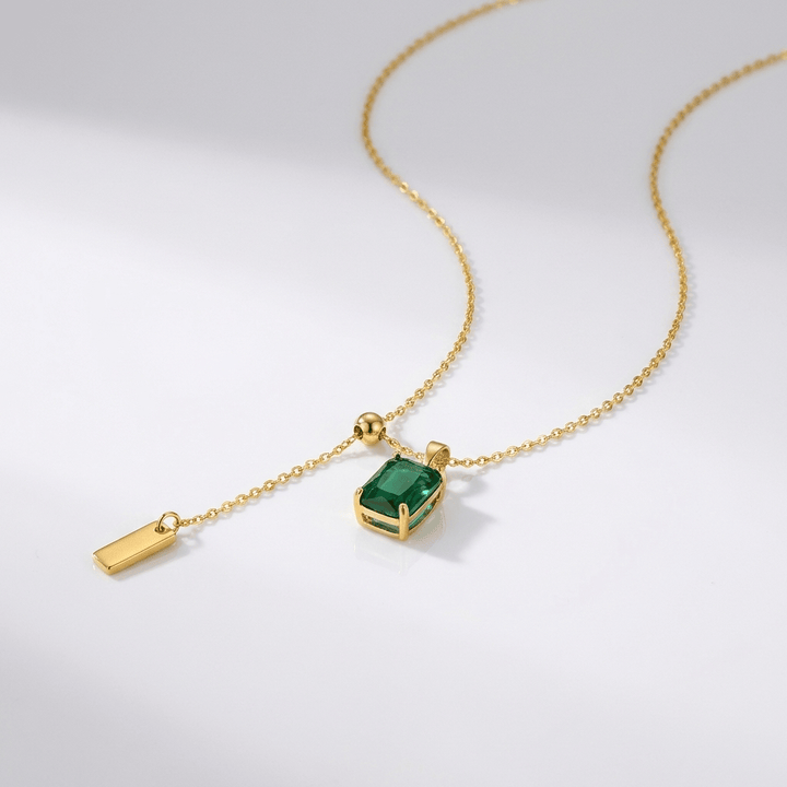 VINTAGE EMERALD LARIAT NECKLACE