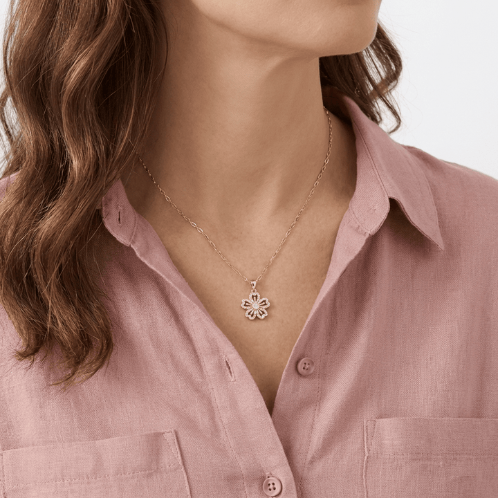 GOLD ZIRCONIA FLOWER NECKLACE
