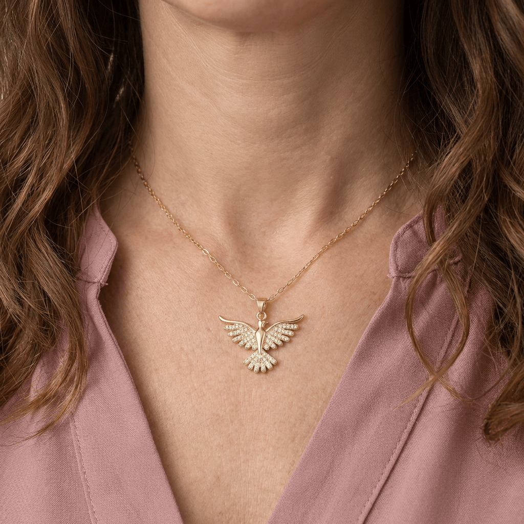 GOLD ZIRCONIA ANGEL WING NECKLACE