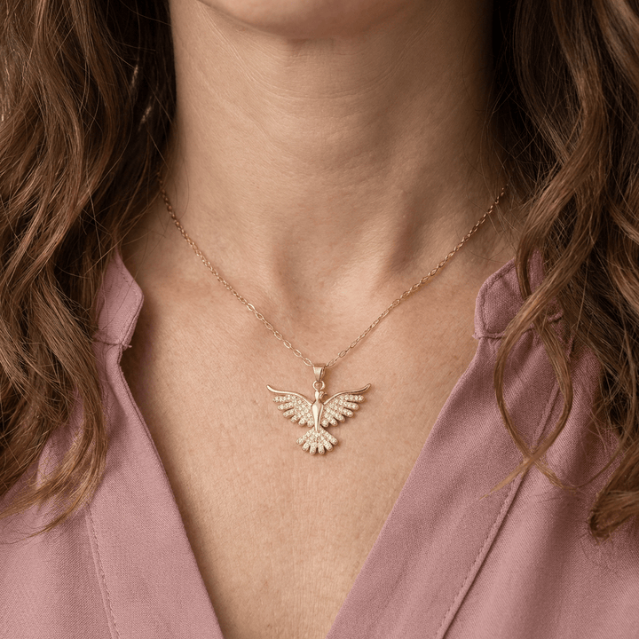 GOLD ZIRCONIA ANGEL WING NECKLACE