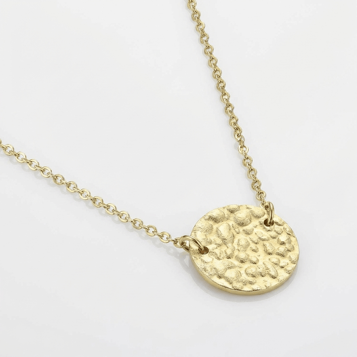 GOLD HAMMERED DISC NECKLACE