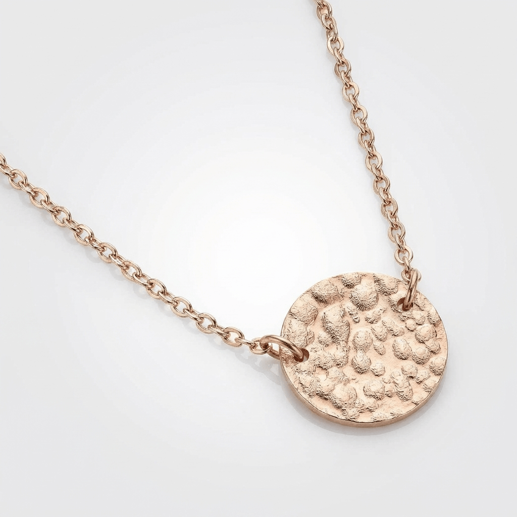GOLD HAMMERED DISC NECKLACE