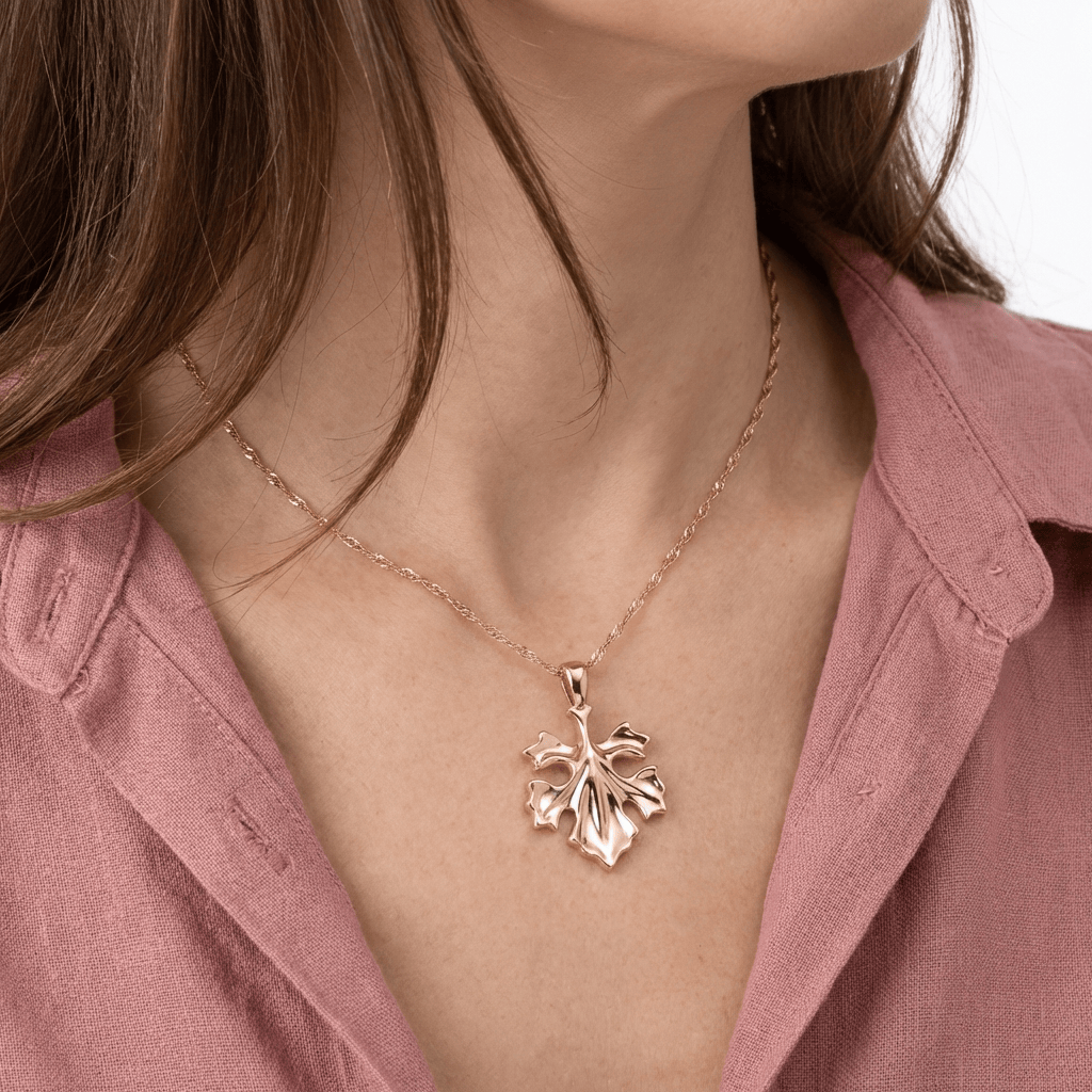 ROSE GOLD LEAF ZIRCONIA NECKLACE