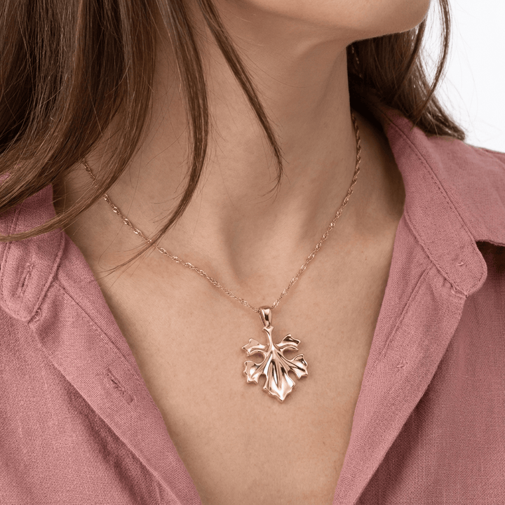 ROSE GOLD LEAF ZIRCONIA NECKLACE