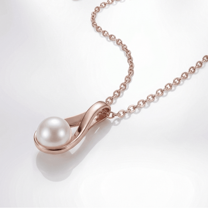 ROSE GOLD PEARL TEARDROP NECKLACE