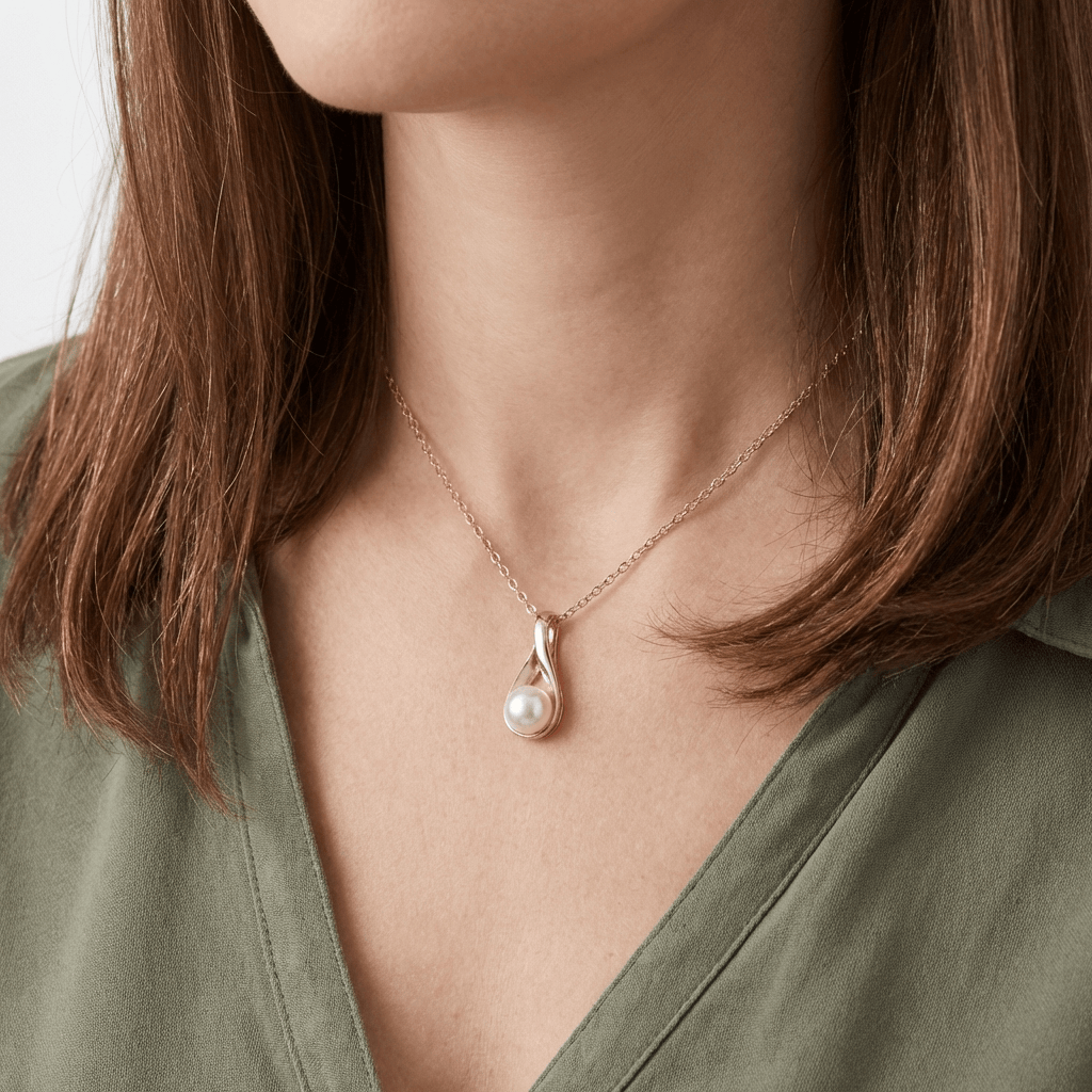 ROSE GOLD PEARL TEARDROP NECKLACE