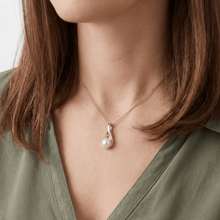 ROSE GOLD PEARL TEARDROP NECKLACE