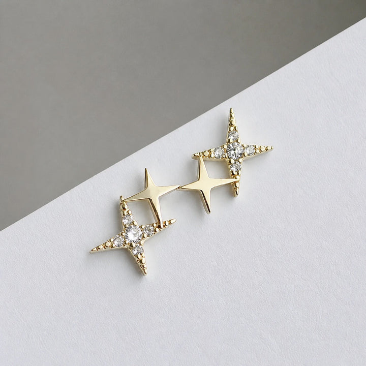 Gold Zirconia Star Earrings