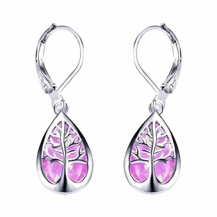 Silver Opal Tree Branch Earrings